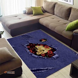ANZAC Day Area Rug Poppy Flowers Ripped Fabric Effect DT05