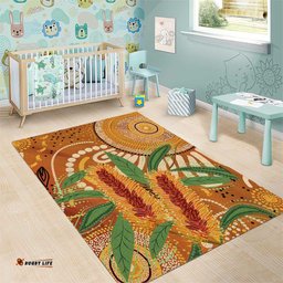 Australia Bottlebrush Area Rug Callistemon Aussie Native Flowers Indigenous Art LT14