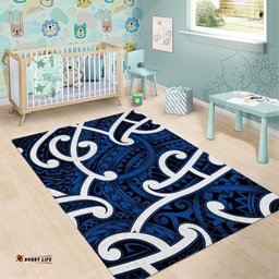 Aotearoa Maori Kowhaiwhai Area Rug Kikorangi Puhoro and Patiki LT9
