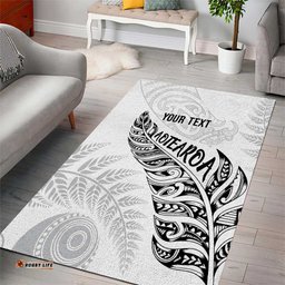 Aotearoa Personalized Lawn Bowls Maori Area Rug New Zealand White Tribal Silver Fern LT7