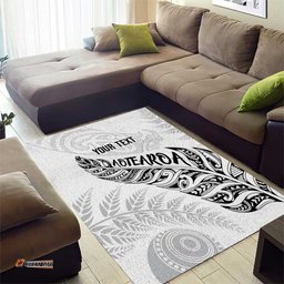 Aotearoa Personalized Lawn Bowls Maori Area Rug New Zealand White Tribal Silver Fern LT7