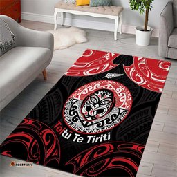 Aotearoa Toitu Te Tiriti Area Rug Haka Tiki Honour The Treaty LT14