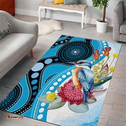 Australia Azure Kingfisher Area Rug Australian Native Flowers Indigenous Art LT14
