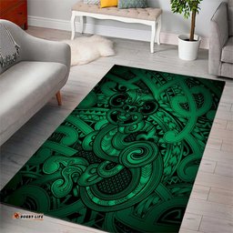 Aotearoa Maori Hei Tiki Area Rug Kakariki Kowhaiwhai Puhoro Motif LT9