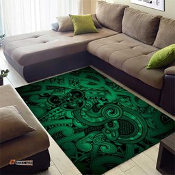 Aotearoa Maori Hei Tiki Area Rug Kakariki Kowhaiwhai Puhoro Motif LT9