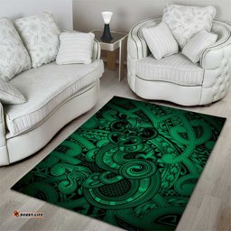 Aotearoa Maori Hei Tiki Area Rug Kakariki Kowhaiwhai Puhoro Motif LT9