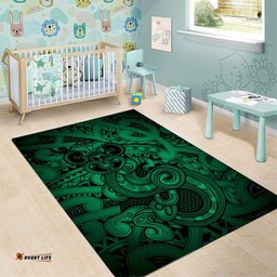 Aotearoa Maori Hei Tiki Area Rug Kakariki Kowhaiwhai Puhoro Motif LT9