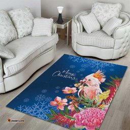 Australia Christmas Pink Cockatoo with Banksia Area Rug Snowy Blue LT7