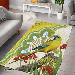 Australia Rock Parrot Area Rug Kangaroo Paws Indigenous Art LT14