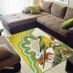 Australia Rock Parrot Area Rug Kangaroo Paws Indigenous Art LT14