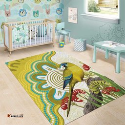 Australia Rock Parrot Area Rug Kangaroo Paws Indigenous Art LT14