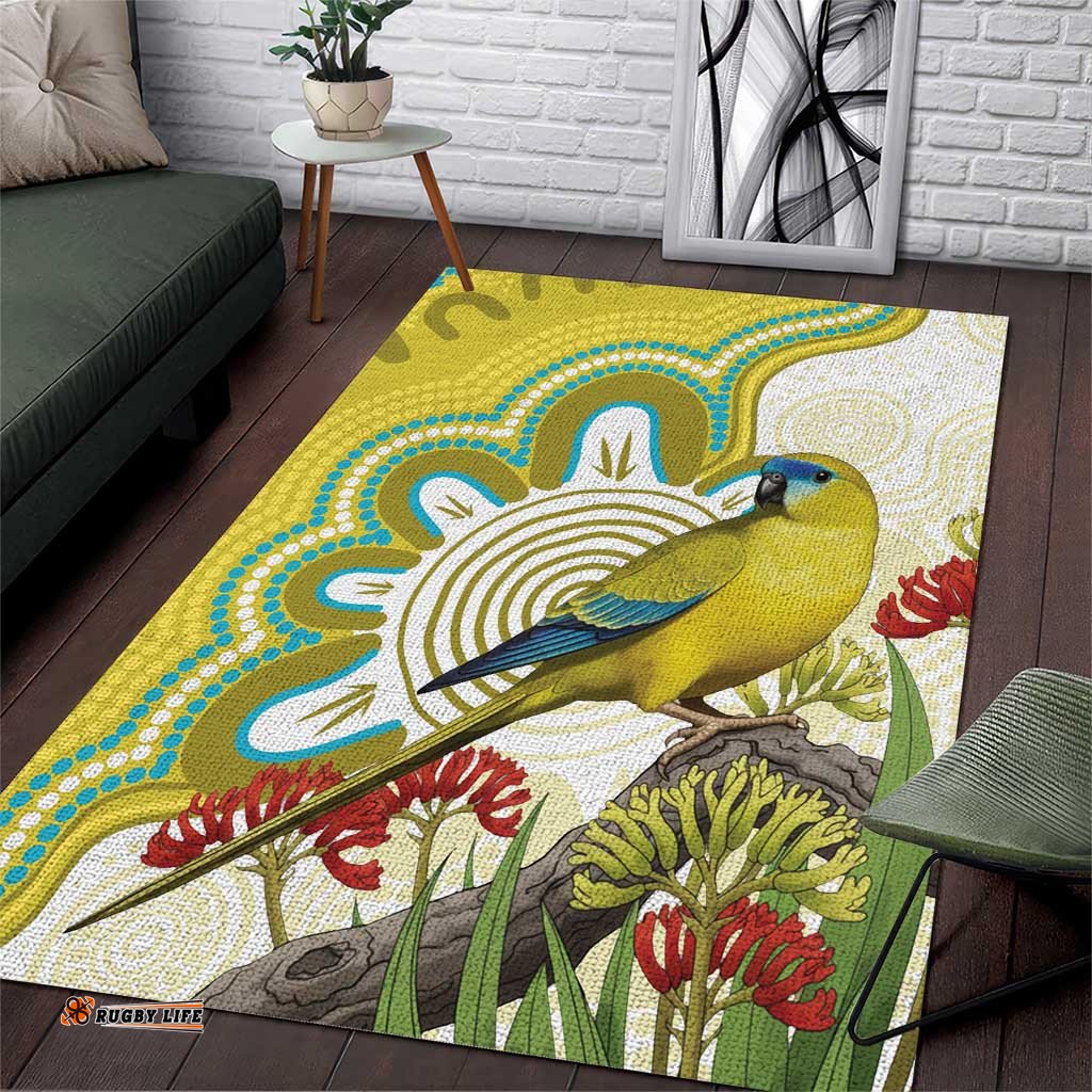 Australia Rock Parrot Area Rug Kangaroo Paws Indigenous Art LT14