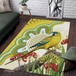 Australia Rock Parrot Area Rug Kangaroo Paws Indigenous Art LT14
