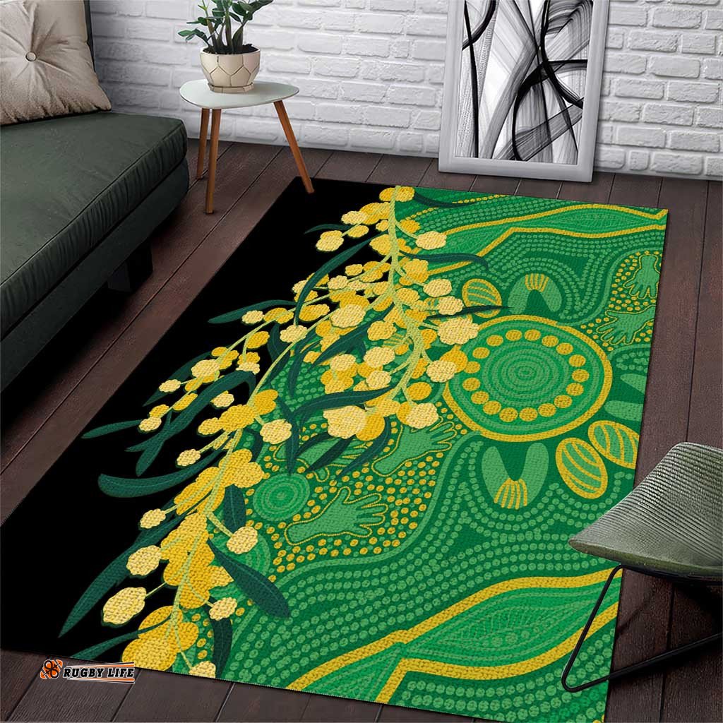 Australia Golden Wattle Area Rug Aussie Native Flowers Indigenous Art LT14