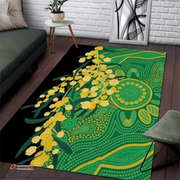 Australia Golden Wattle Area Rug Aussie Native Flowers Indigenous Art LT14