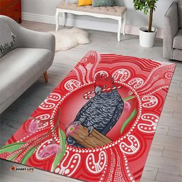 Australia Gang-gang Cockatoo Christmas Area Rug Eucalyptus Blossoms Aboriginal Merry Xmas LT14