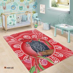 Australia Gang-gang Cockatoo Christmas Area Rug Eucalyptus Blossoms Aboriginal Merry Xmas LT14