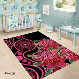 Australia Waratah Area Rug Telopea Aussie Native Flowers Indigenous Art LT14