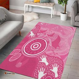 Australia Breast Cancer Awareness Area Rug Pink Ribbon Manta Ray Aboriginal Art LT14