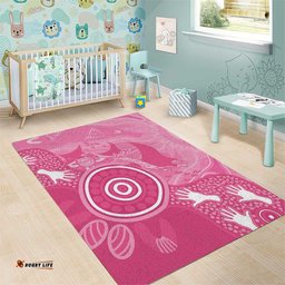 Australia Breast Cancer Awareness Area Rug Pink Ribbon Manta Ray Aboriginal Art LT14
