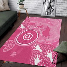 Australia Breast Cancer Awareness Area Rug Pink Ribbon Manta Ray Aboriginal Art LT14