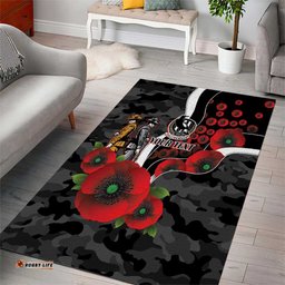 Collingwood Magpies ANZAC Personalised Area Rug Lest We Forget Poppy Camo LT9