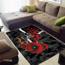 Collingwood Magpies ANZAC Personalised Area Rug Lest We Forget Poppy Camo LT9