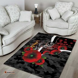 Collingwood Magpies ANZAC Personalised Area Rug Lest We Forget Poppy Camo LT9