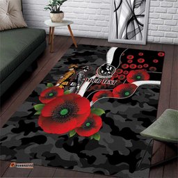 Collingwood Magpies ANZAC Personalised Area Rug Lest We Forget Poppy Camo LT9