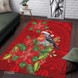 Australian Scarlet Robin Area Rug Aboriginal Inspired Christmas LT9
