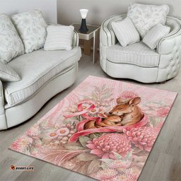 Breast Cancer Awareness Area Rug Mother Kangaroo And Ribbon Hope DT05