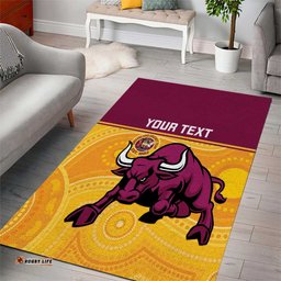 Custom Australia Queensland Cricket Area Rug Go Bulls - Aboriginal Art LT14