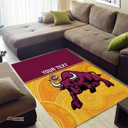 Custom Australia Queensland Cricket Area Rug Go Bulls - Aboriginal Art LT14