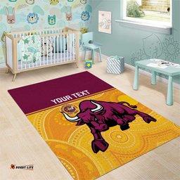 Custom Australia Queensland Cricket Area Rug Go Bulls - Aboriginal Art LT14
