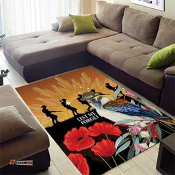 Australia Kookaburra ANZAC Day Area Rug Rising Sun 25th April Poppy Eucalyptus Blossoms LT14