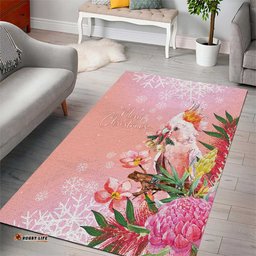 Australia Christmas Pink Cockatoo with Banksia Area Rug Coral Pink LT7