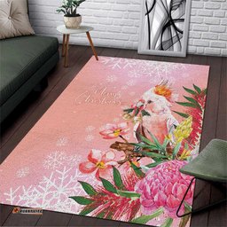 Australia Christmas Pink Cockatoo with Banksia Area Rug Coral Pink LT7