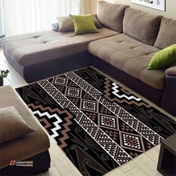 Classic Tukutuku Pattern Aotearoa Area Rug Niho Taniwha and Puhoro Motifs LT7