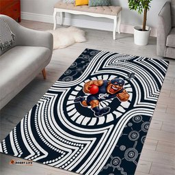 Carlton Football Club Area Rug Indigenous Monochrome Dot Art Mascot Style TS04