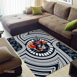 Carlton Football Club Area Rug Indigenous Monochrome Dot Art Mascot Style TS04