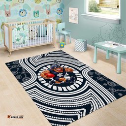 Carlton Football Club Area Rug Indigenous Monochrome Dot Art Mascot Style TS04