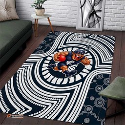 Carlton Football Club Area Rug Indigenous Monochrome Dot Art Mascot Style TS04