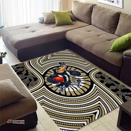Collingwood Football Club Area Rug Indigenous Monochrome Dot Art Mascot Style TS04