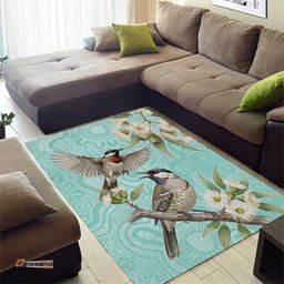 Australia Red Wattlebird Area Rug Eucalyptus Alba Indigenous Art LT14