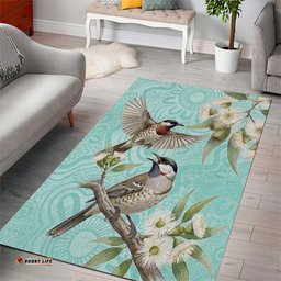 Australia Red Wattlebird Area Rug Eucalyptus Alba Indigenous Art LT14