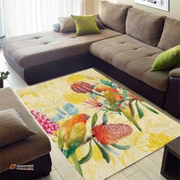 Birds and Floral Aussie Lorikeet Area Rug Pastel Yellow LT7
