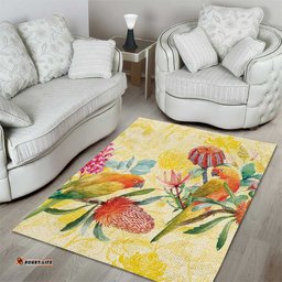 Birds and Floral Aussie Lorikeet Area Rug Pastel Yellow LT7