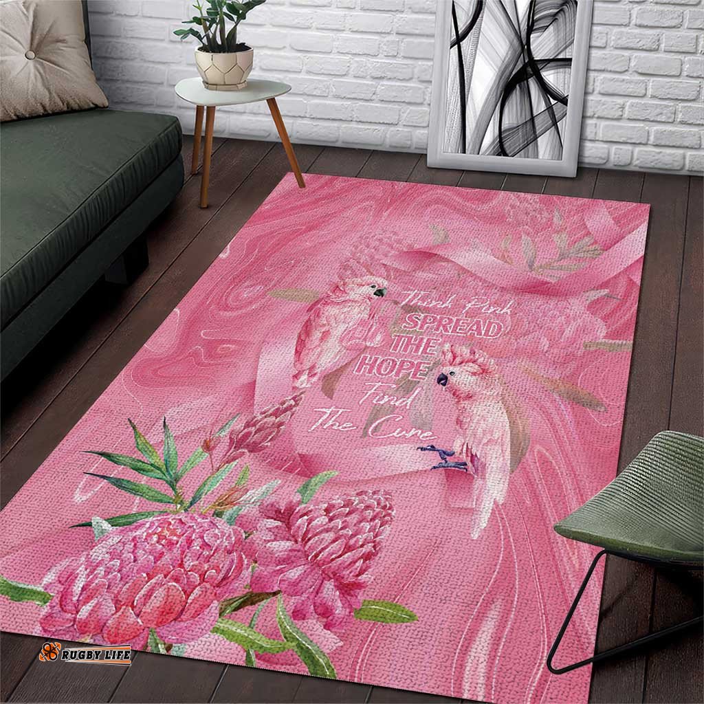 Australia Breast Cancer Awareness Area Rug Think Pink Cockatoos Ribbon LT14