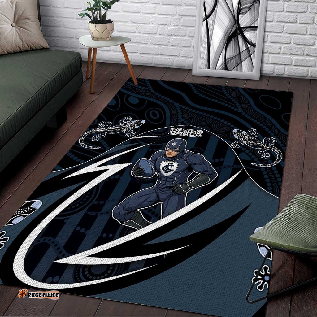 Carlton Navy Area Rug Captain With Aboriginal Art DT05