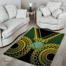 Avaiki Cook Islands Rugby Area Rug Kuki Airani Tatau Black LT14